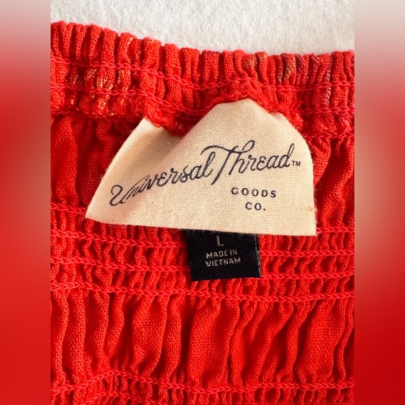 Universal Threads Linen Rayon Mix Orange Smocked Sundress Size L - Picture 6 of 10